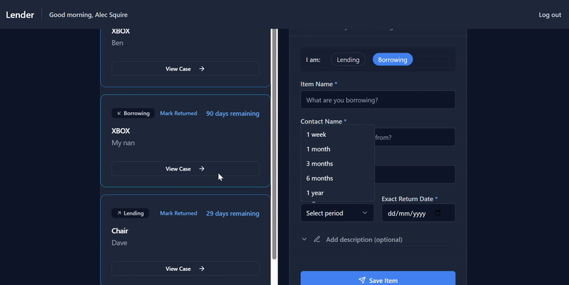 Lender - Notification App